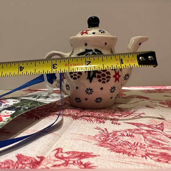 NWT WIZA POLISH POTTERY TEAPOT ORNAMENT. - Picture 5 of 5